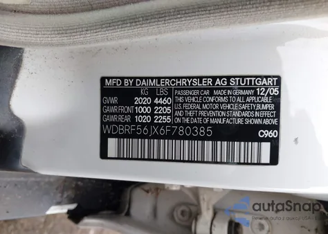 2006 Mercedes-Benz C 350 Luxury/Sport из США, поврежденный, VIN WDBRF56JX6F780385